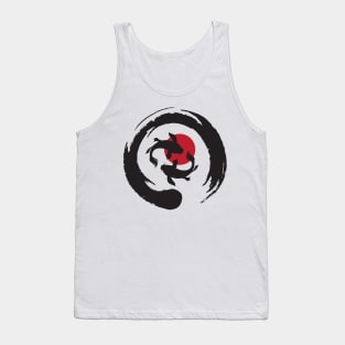 Zen Symbol with Koi Fishes And Red Sun Tank Top